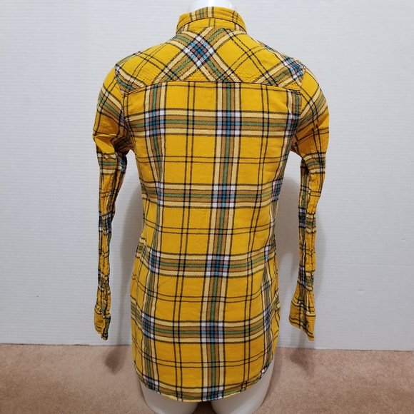 Merona top Medium plaid checks long sleeve button up down 100% cotton layering - Picture 3 of 16